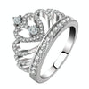 Princess Queen Crown-shaped Platinum Plated Zircon Ring, US Size: 6, Diameter: 16.5mm, Perimeter: 51.9mm(Silver)