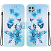 For Samsung Galaxy A22 5G Crystal Texture Colored Drawing Leather Phone Case(Blue Butterflies)