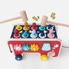 Baby Percussion Wooden Elephant Drag Cart Hitting Hamster Children Educational Toys(Red)