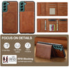 For Samsung Galaxy S21 FE 5G LC.IMEEKE L5 Series Detachable RFID Card Bag Magsafe Phone Case(Brown)