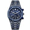 CAGARNY 6881 Diamond-studded Six-needles Guartz Dual Movement Watch Men Stainless Steel Strap Watch (Blue Shell Blue Dial)