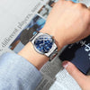 FNGEEN 4006 Men Trendy Waterproof Quartz Watch(Black Leather White Steel Black Surface)