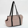 Plaid Pet Carrier Bag, Breathable, L (Light Coffee) - Dog/Cat