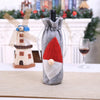 Christmas Machine Embroidered Faceless Old Man Wine Bottle Bags Table Decorations(Grey)