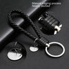 Woven Leather Cord Keychain Car Pendant Leather Key Ring Baotou With Small Round Piece(Golden)