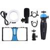 PULUZ 4 in 1 Vlogging Live Broadcast Smartphone Video Rig + 4.7 inch 12cm Ring LED Selfie Light Kits with Microphone + Tripod Mount + Cold Shoe Tripod Head for iPhone, Galaxy, Huawei, Xiaomi, HTC, LG, Google, and Other Smartphones(Blue)