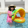 Baby Cartoon Animal Swimming Ring With Awning(Green)
