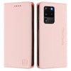 For Samsung Galaxy S20 Ultra RC01 Dual-Folded Magnetic Suction RFID Leather Phone Case(Pink)
