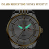 BINBOND B2077 30M Waterproof Quartz Luminous Watch Butterfly Buckle Men's Steel Belt Watch(Inter-gold-White)