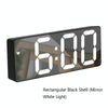 Mirror Bedside Alarm Clock Battery Plug-In Dual-Purpose LED Clock, Colour: Rectangular Black Shell (Mirror White Light)