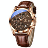 OLEVS 2872 Men Three Eyes Six Needles Chronograph Waterproof Quartz Watch(Coffee + Rose Gold)