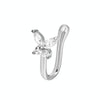 Butterfly Nose Clip Copper Inlaid Zircon U-shaped Nose Decoration(A-1205 Silver)