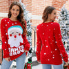 Women Santa Pullover Sweater Alphabet Embroidered Knit Sweater, Size: L(Red)