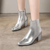 Autumn  Winter Glitter Square Heel Pointed Low-Top Women Boots, Size:40(Silver)
