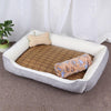 Plush Dog Cat Bed & Rattan Mat, XXS Grey/White, 45x30x15cm