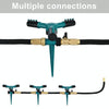 Automatic 360 Rotating Adjustable Garden Water Sprinklers Lawn Irrigation System with 3 Arm Sprayers and Spike Base(Green)