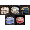 Metal Oval Diamond Jewelry Storage Box Birthday Wedding Gift, Size: 8.5x6x6cm(Gold Edge Royal Blue)
