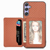 For Samsung Galaxy S25+ 5G Carbon Fiber Magnetic Card Wallet RFID Blocking Phone Case(Brown)