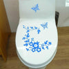 Butterfly Flower Vine Bathroom Wall Stickers Home Decoration Wallpaper Wall Decals For Toilet Decorative Sticker(Blue)