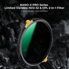 K&F CONCEPT KF01.2003  82mm Nano-X PRO Series ND2-ND32+CPL Filter HD Ultra-Thin Copper Frame 36-Layer Coating Anti-Reflection Green Film