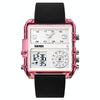 SKMEI 2021 Square Large Dial Triple Movement Men Sports Watch(Transparent Pink)