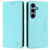 For Samsung Galaxy S24 FE 5G RC01 Dual-Folded Magnetic Suction RFID Leather Phone Case(Mint Green)