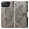 For Asus ROG Phone 6 Butterfly Love Flower Embossed Flip Leather Phone Case(Gray)