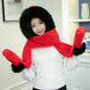Autumn and Winter One-piece Warm Scarf Gloves Bomber Hats for Women, Size:One Size(Red and Black)