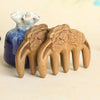 Sandalwood Carved Lotus Leaf Shape Handmade Comb Multifunctional Meridian Massage Thickening Health Comb(Massage Comb)