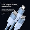 Baseus StarSpeed 3.5A USB to 8 Pin + Type-C + Micro USB 3 in 1 Fast Charging Data Cable, Length:1.2m (Blue)