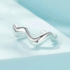 Sterling Silver S925 Simple Wavy Opening Adjustable Ring