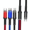 XJ-79 66W 6A 3 in 1 Type-C to 8 Pin + Type-C + Micro USB Super Flash Charging Cable, Length: 1.2m