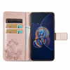 For Asus Zenfone 8 Flip Four-leaf Clasp Embossed Buckle Mobile Phone Protection Leather Case with Lanyard & Card Slot & Wallet & Bracket Function(Rose Gold)