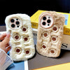 For iPhone 15 Plus Bear Plush Silicone Phone Case(Beige)