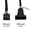 USB 2.0 9Pin Motherboard Female to USB 3.0 19Pin Housing Male Adapter Cable, Length: 15cm(Black)