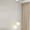 Children Room Bedside Warm Sunflower Chandelier, Color: Round Green Warm Light