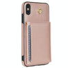 For iPhone XS Max Three Fold Card Bag Phone Case with Long Lanyard(Rose Gold)
