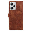 For Redmi Note 12 Pro+ 5G Global Lace Floral Embossed Magnetic Buckle PU Phone Case With Wrist Strap(Brown)