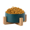 Elevated Ceramic Cat & Small Dog Bowl, Green, 13cm, 400ml
