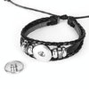 12 Constellation Black Braided Leather Glass Dome Punk Men Bracelet(Cancer)