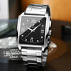 BINBOND B4143 Rectangular Outdoor Men Waterproof Quartz Watches(Brown Leather-White Steel)