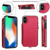 For iPhone X / XS Double Flap Zipper RFID Leather Phone Case with Short Lanyard(Red)