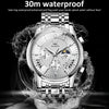 OLEVS 2892 Men Multifunctional Business Waterproof Quartz Watch(White + Silver)