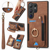 For Samsung Galaxy S25 Ultra 5G Retro Skin-feel Ring Multi-card Wallet Phone Case(Brown)