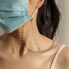 Flower Gold-Plated Stainless Steel Hanging Neck Chain Anti-Lost Mask Lanyard(Silver White Flower)