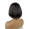 Neat Bang Bobo Short Straight Hair Wig Chemical Fiber Hair Headgear for Women (Black)