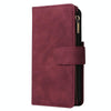 For Samsung Galaxy S22+ 5G Multifunctional Frosted Zipper Wallet Leather Phone Case(Wine Red)