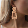 Metal Earrings Simple Geometric Embossed Floral Earrings Retro Fashion Personality Earrings(rose gold)