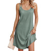 Women Summer Round Neck Halter Loose Sleeveless Dress, Size: XXL(green)