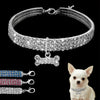 Pink Rhinestone Dog Collar & Lead Set - Small - S (20+5cm)